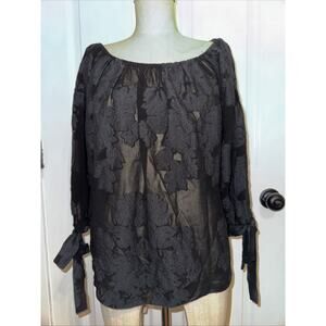 WILFRED‎ x ARITZIA Black Lourdes Sheer Applique Top Size XS